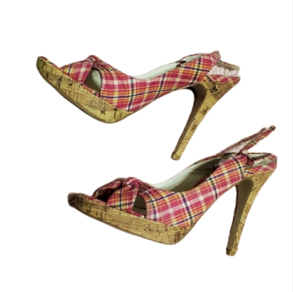Pink Plaid Heels Rue 21 etc - Picture 1 of 8